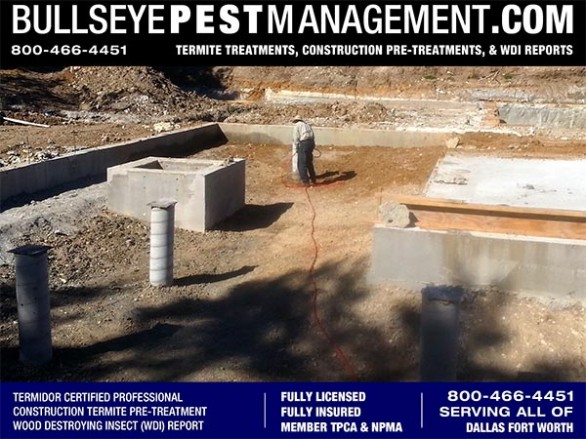 Termite Pre-Treatment of New Home Construction by Bullseye Pest Management DFW Texas 800-466-4451
