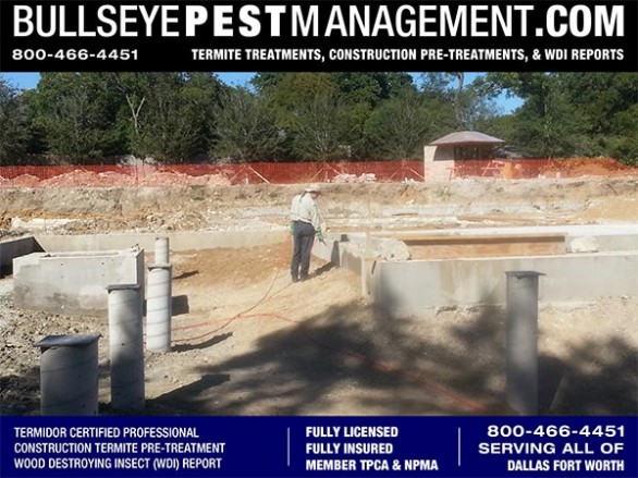 Termite Pre-Treatment of New Home Construction in Dallas Texas by Bullseye Pest Management serving all DFW 800-466-4451