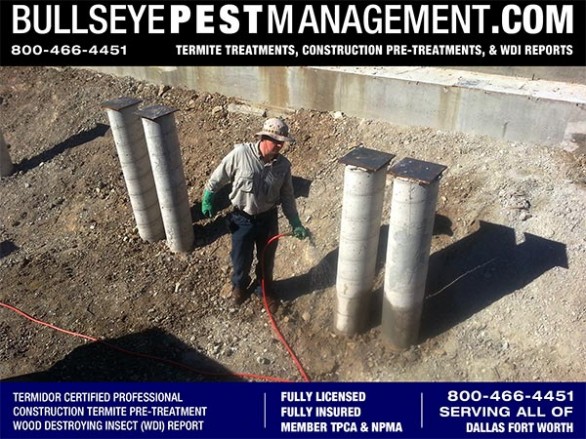Termite Pre-Treat of New Home Construction by Bullseye Pest Management serving all of DFW Texas 800-466-4451