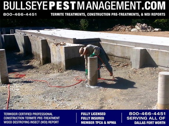 Termite Pre-Treat of New Homes in Fort Worth by Bullseye Pest Management of Arlington 800-466-4451
