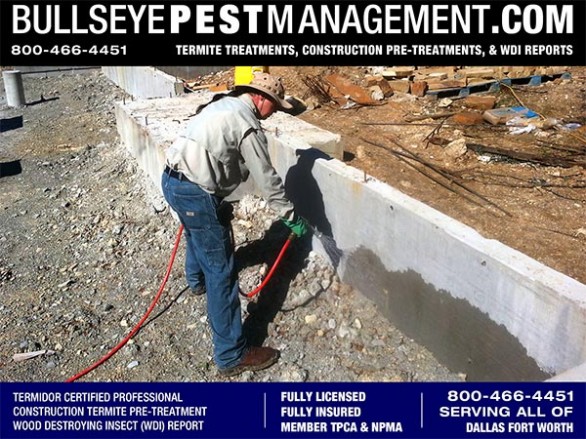 Termite Pre-Treatment of New Home Services for Builders in Fort Worth by Bullseye Pest Management of Arlington 800-466-4451