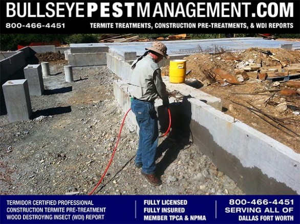 Termite Pre-Treatment of New Home Services for Builders in Arlington by Bullseye Pest Management of Arlington 800-466-4451